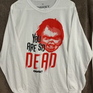 Chucky Child's Play "You Are So Dead" White Long Sleeve Tee Sz Medium NWOT